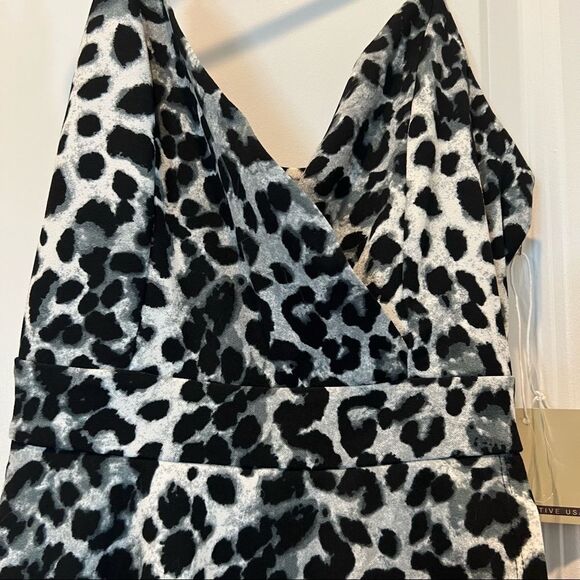NWT Active USA Size Small Black and White Leopard Romper Spaghetti straps - Picture 2 of 11